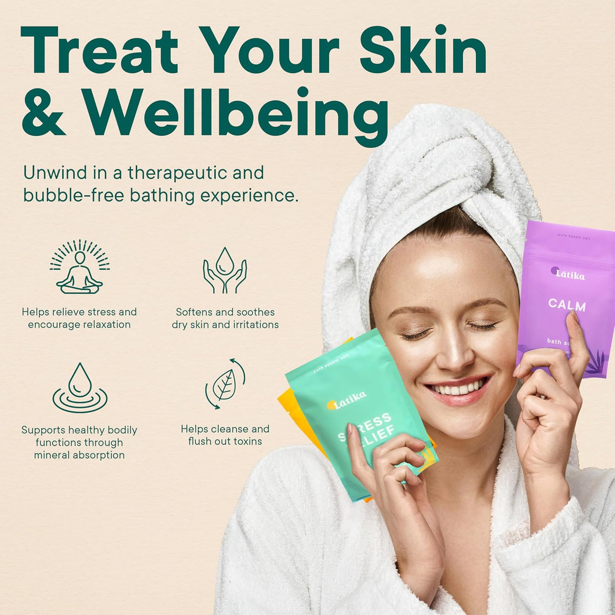 Soaks Set of 3 – Rejuvenate, Calm & Stress Relief Bath Soak with Essential Oils | Epsom Salt for