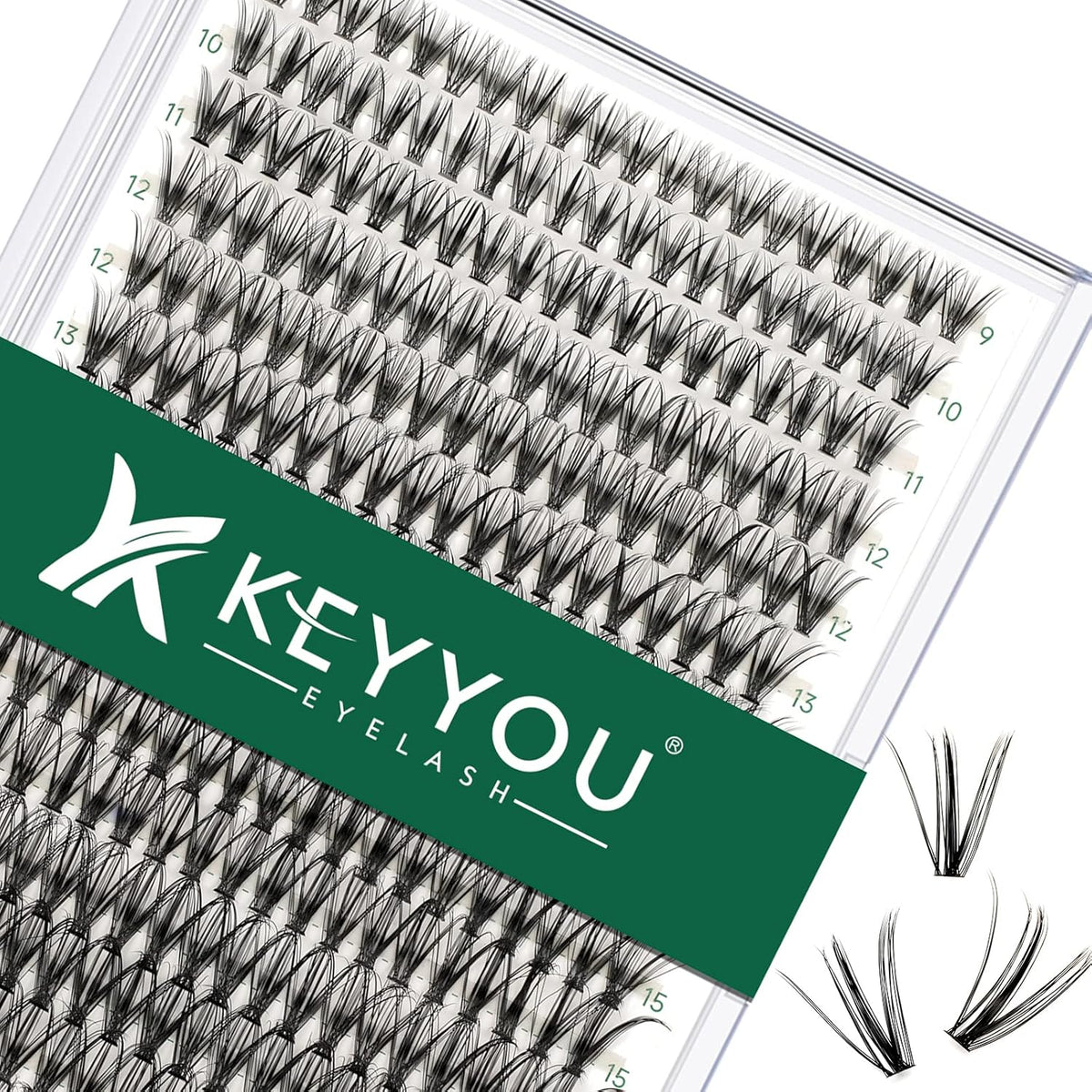 Lash Clusters 300pcs Individual Lashes 30D 0.07D Curl 9-18MIX DIY Eyelash Extension KEYYOU Large
