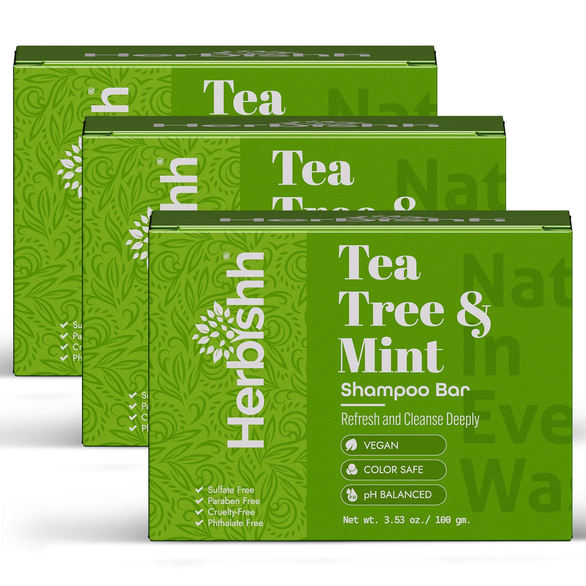 Herbishh Tea Tree & Mint Shampoo Bar – Tea Tree Oil Soap Bar for Oily Hair & Scalp Cleanse – Solid