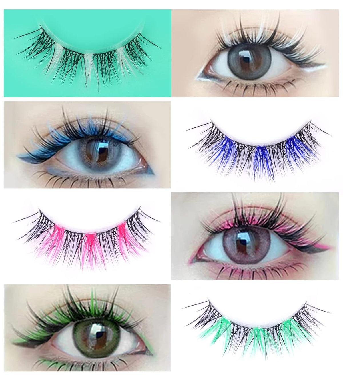 Colored Lashes Cluster Eyelashes Individual DIY Lashes Extensions 7 Colors Eye Lashes Extensions