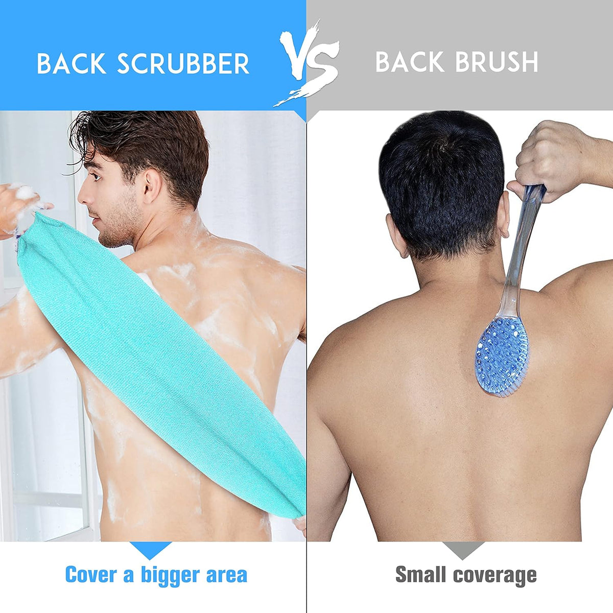 Evridwear Exfoliating Back Scrubber with Handles Two Sides for Body Shower Deep Cleans Skin