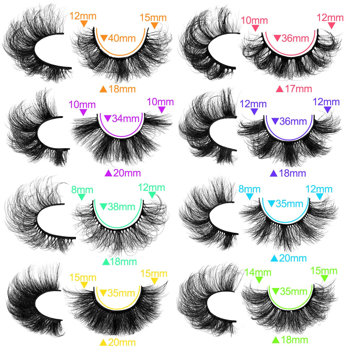 48 Pairs Mink Lashes Thick Eyelashes 8 Styles Mixed Dramatic Long Faux Mink Eye lashes Pack 10D