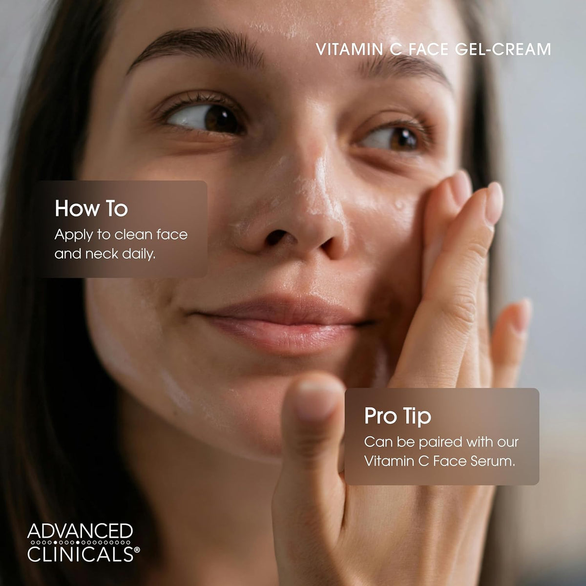 Advanced Clinicals Brightening Vitamin C Face Cream Gel With Niacinamide + Hyaluronic Acid |