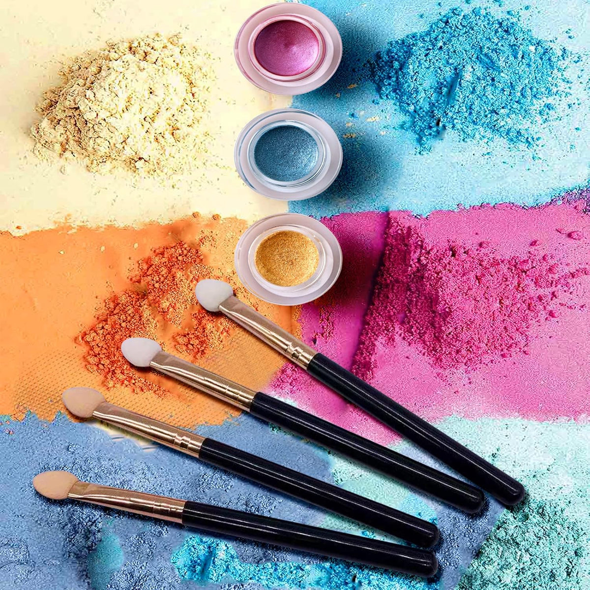 Eyeshadow Applicators Double Sided Sponge Tip Foam Reusable，20Pcs Professional Organic Long Handle