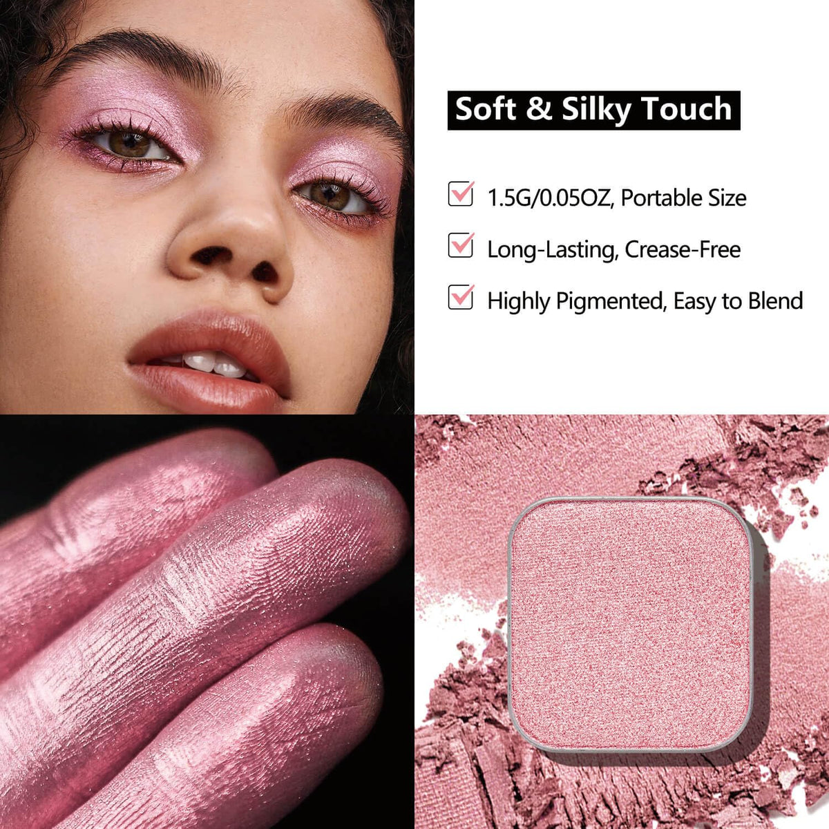 3-Color Eyeshadow Combo Pack – Matte & Shimmer Neutral Shades,Powder, Highly Pigmented