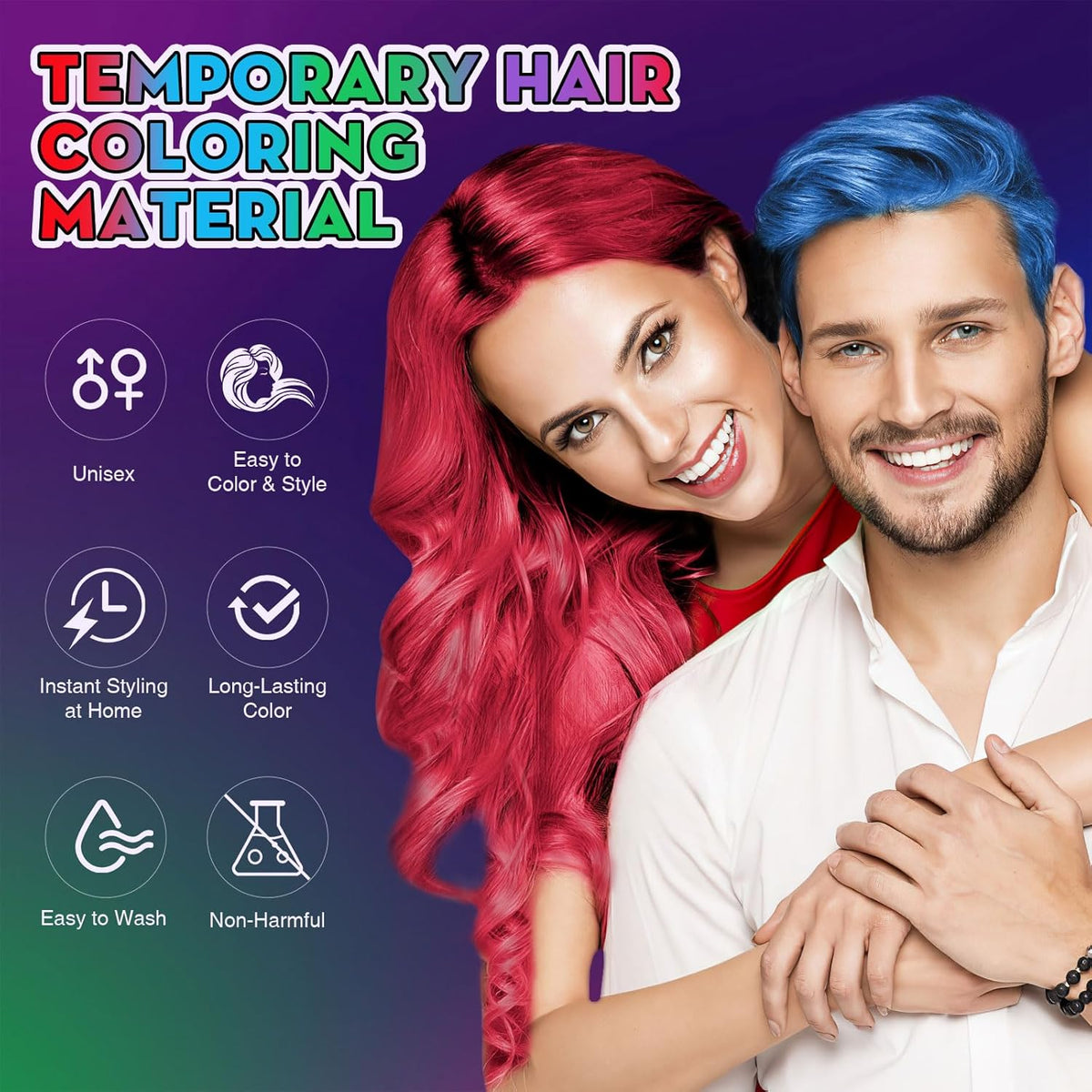 4 Colors Temporary Hair Color for Kids,Gifts for Teens,Girls,Boys,Fun Gifts for Kids,Temporary Hair
