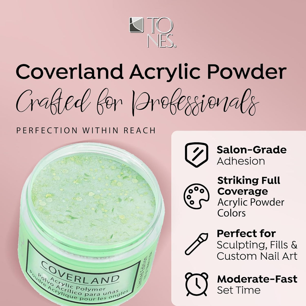 Tones Coverland Acrylic Nail Powder "Lime Green" - Limited Edition Acrylic Powder for Nail Design