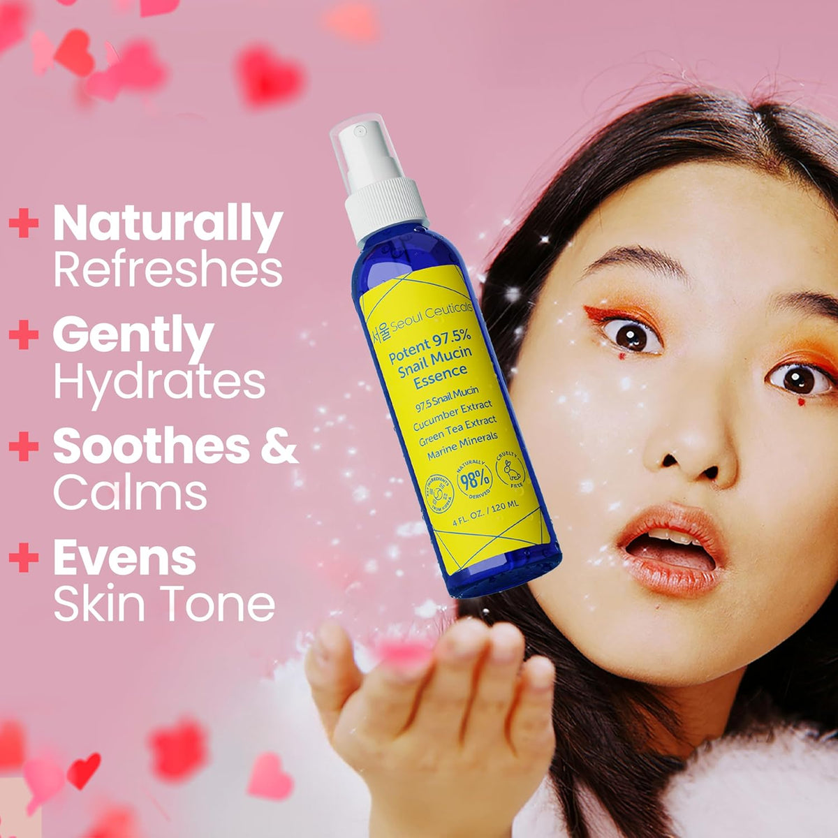 SeoulCeuticals Korean Face Mist 97.5% Snail Mucin Essence - K Beauty Skincare Facial Spray