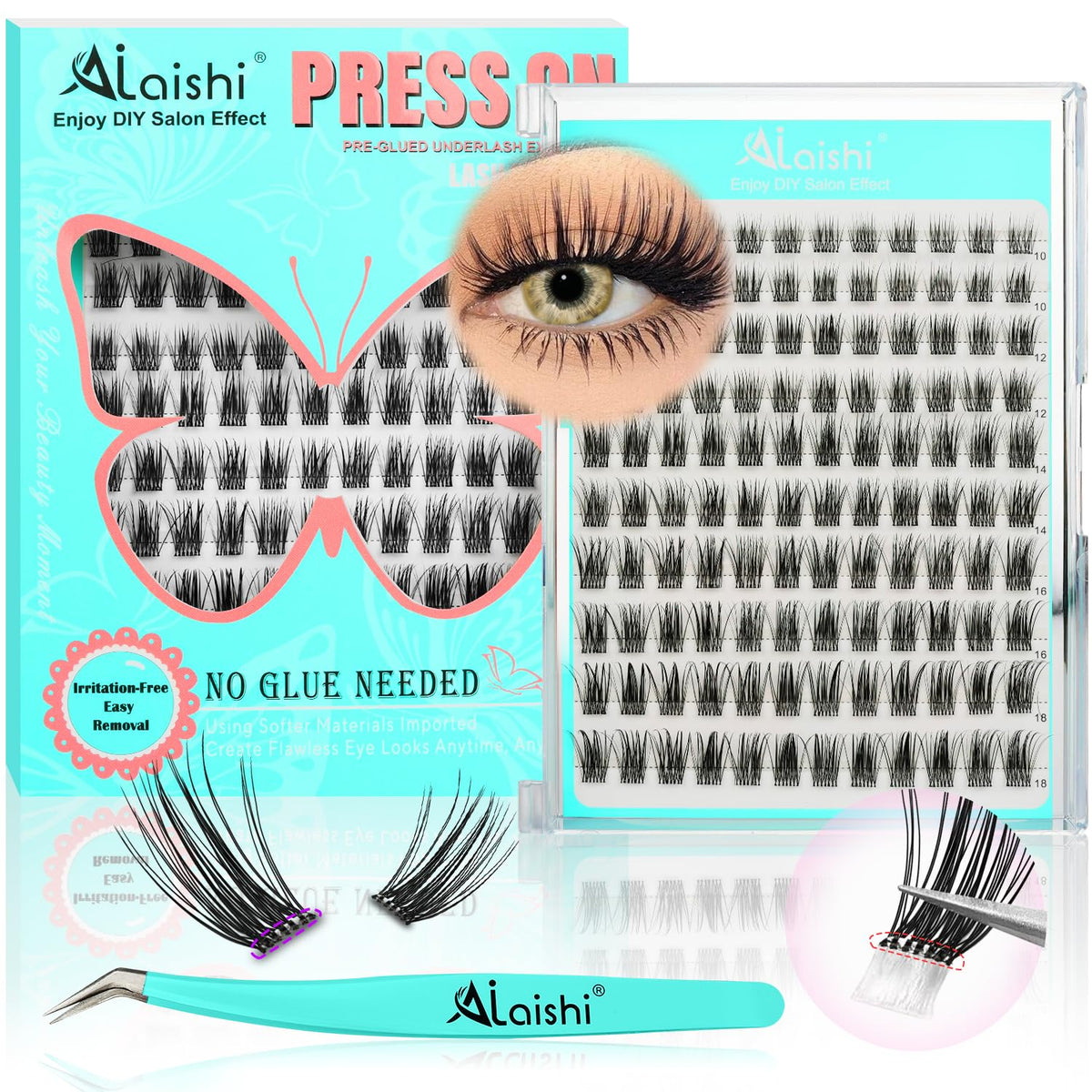 No Glue Needed Lashes, Self Adhesive Eyelashes, DIY Lash Cluster Eyelash Extensions Kit