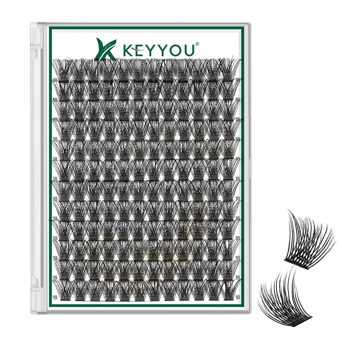 Lash Clusters 144pcs Individual Lashes D Curl 18mm Eyelash Clusters KEYYOU Air Touch Cluster Lashes
