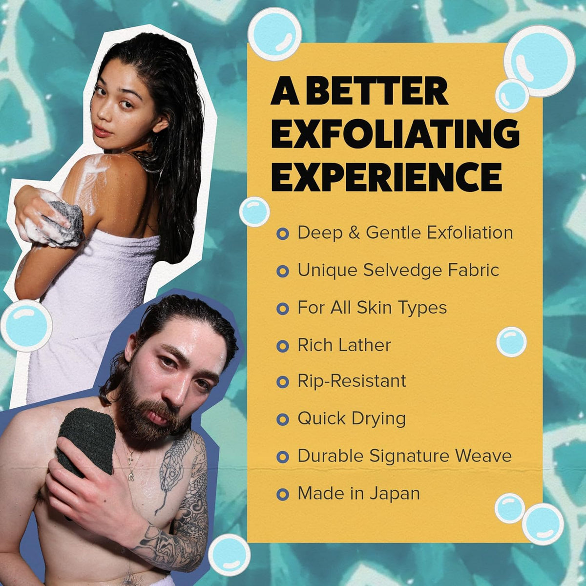 GOSHI Exfoliating Shower Sponge - Rip-Resistant, Rapid-Drying Exfoliating Bath Sponge for All Skin