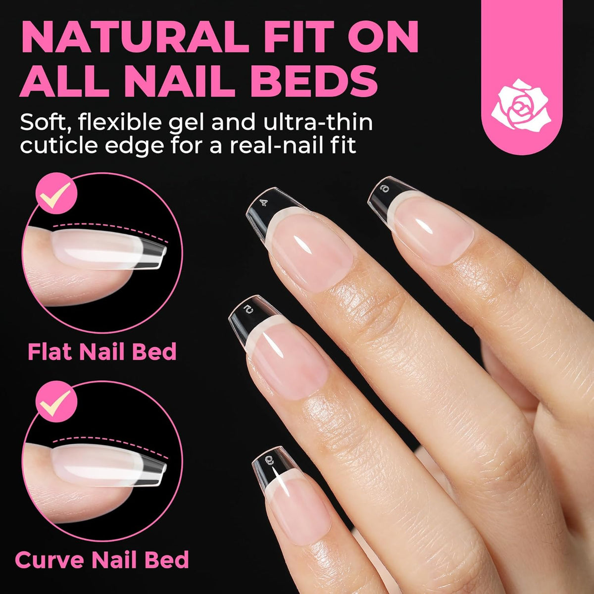 UNA GELLA Short Coffin Nails Tips, 504pcs No c Curve short Coffin Gel Press On Nails Pre Etched For