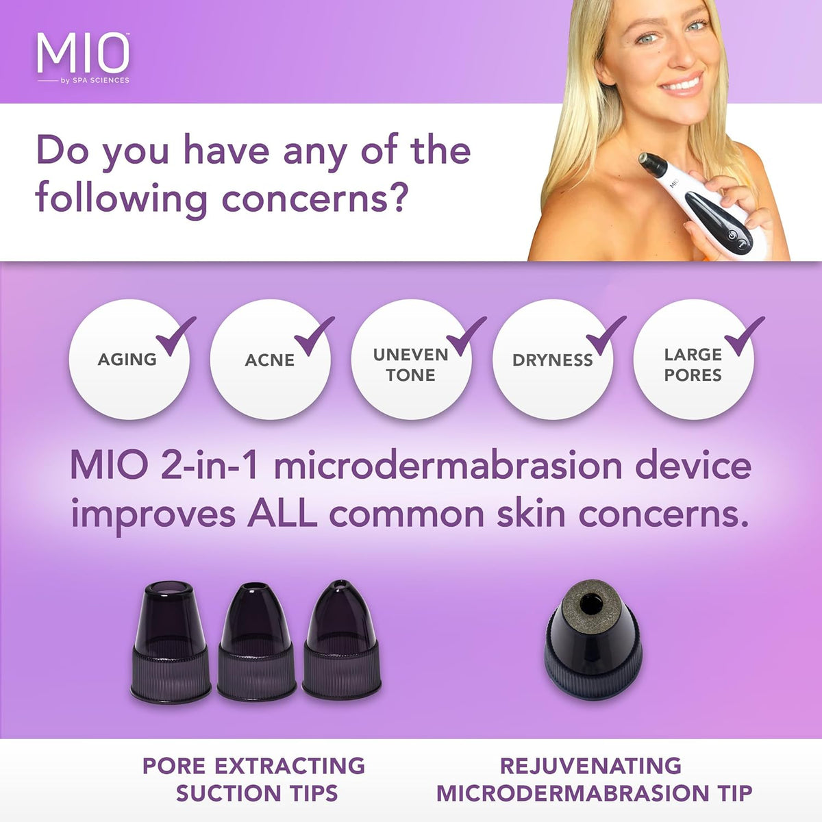 Spa Sciences - MIO - Diamond Tip Microdermabrasion Blackhead Remover, Pore Cleansing, & Resurfacing