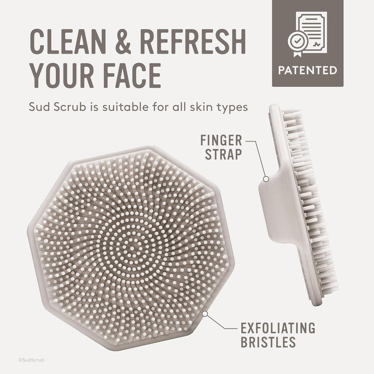 Sud Scrub® Antimicrobial Silicone Face Scrubber, 1 Pack, Gentle Face Exfoliator for Sensitive Skin