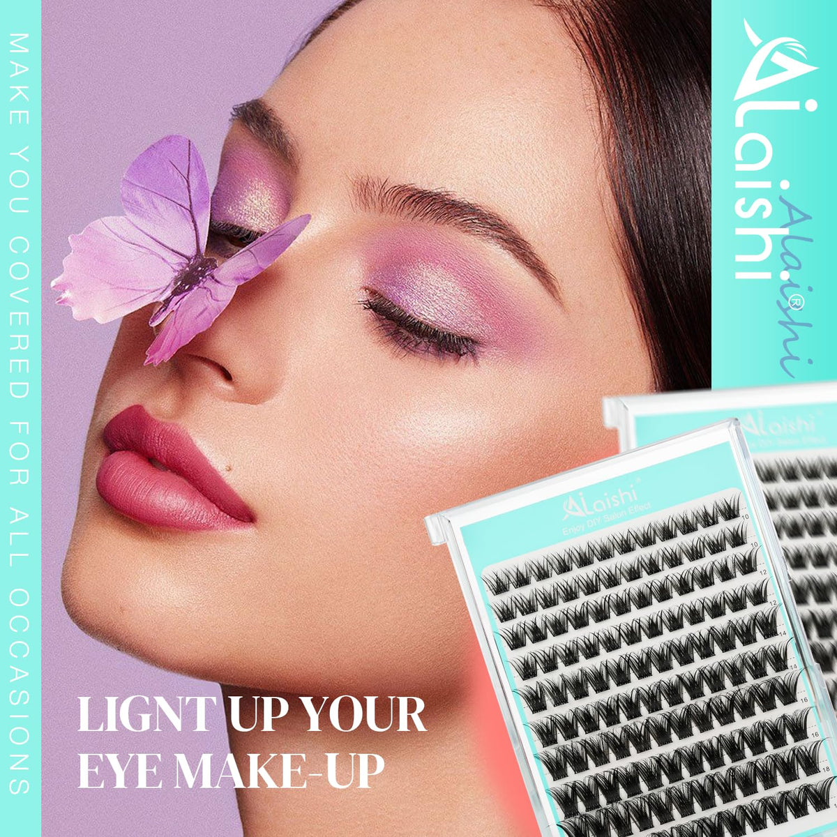 No Glue Needed Lashes, Self Adhesive Eyelashes, DIY Lash Cluster Extensions Kit 10‑18mm,120pcs
