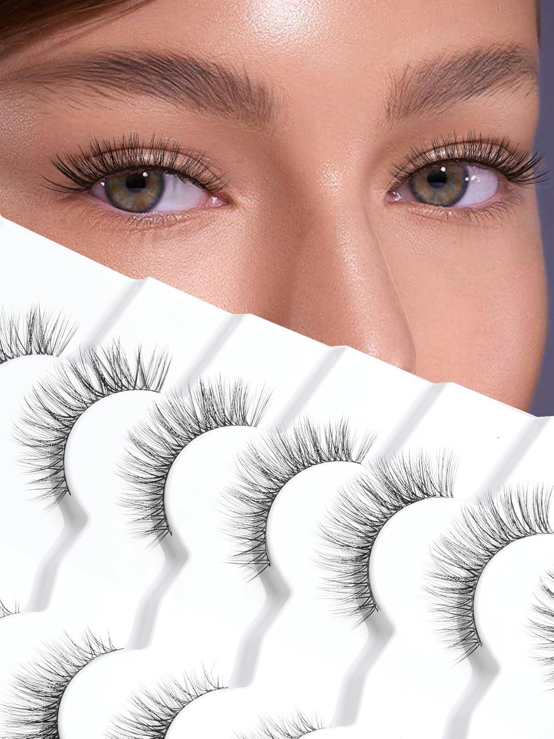 Wispy Cat Eye Lashes False Eyelashes Natural 10mm Short Lash Pack Soft Strip Eyelash 3D Volume C