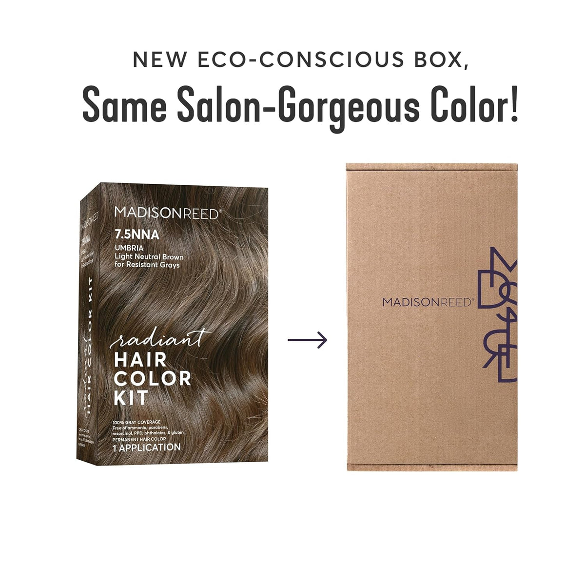 Madison Reed Radiant Hair Color Kit | 7.5NNA Light Neutral Brown (Umbria Brown) 100% Maximum Gray