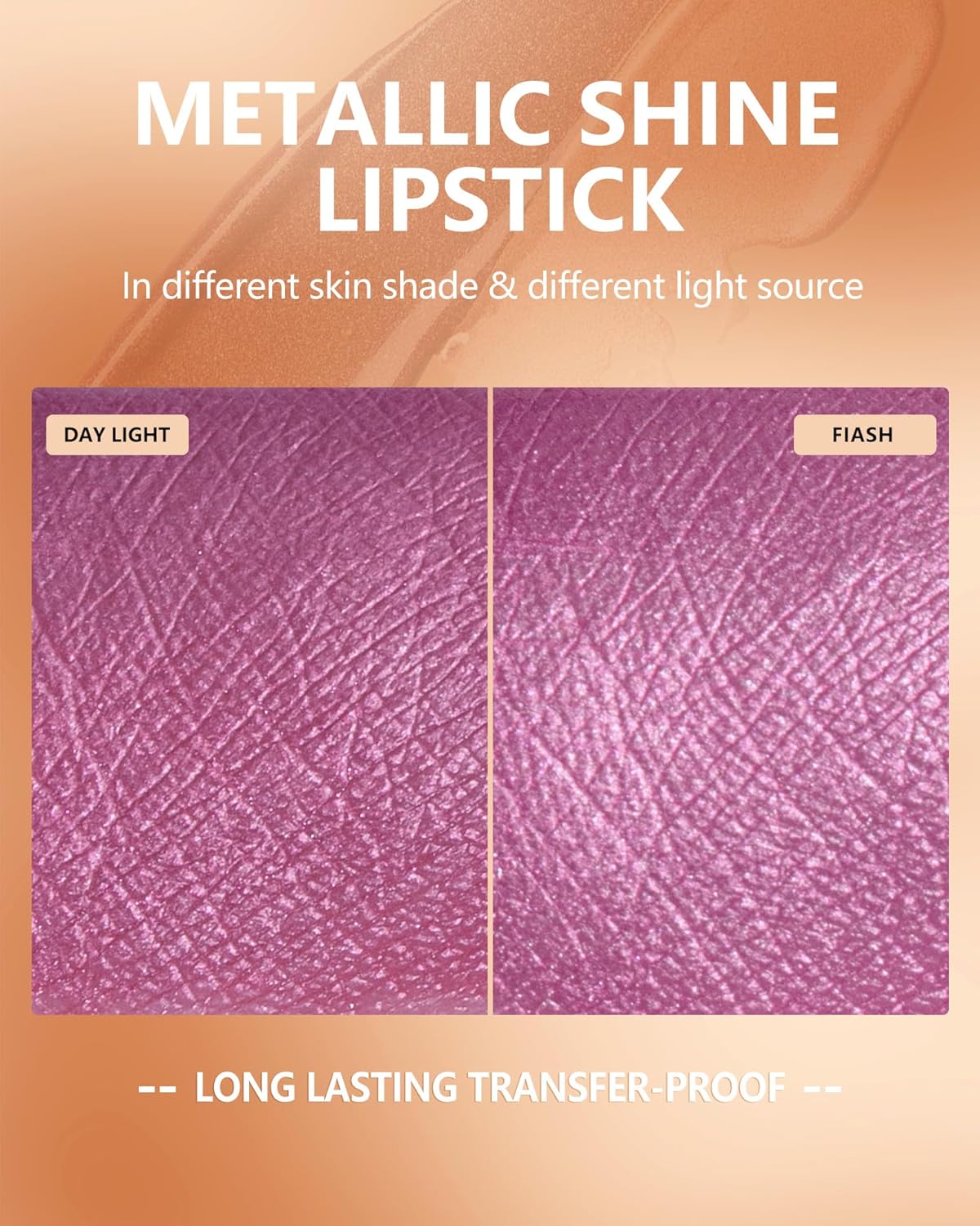 MAKI YIKA Pink Lipstick for Women Metallic Lipsticks Glitter Long Lasting Lipstick No Smudge No