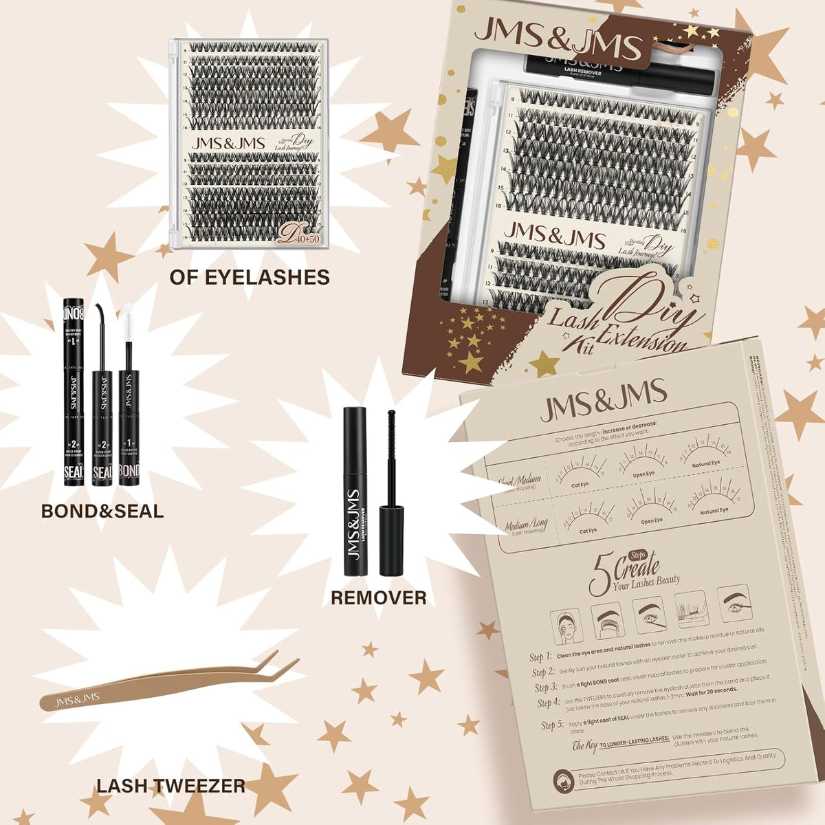 DIY Lash Extension Kit Lash Clusters Kit 40D+50D D Curl Individual Lashes Eyelash Extension Kit 280