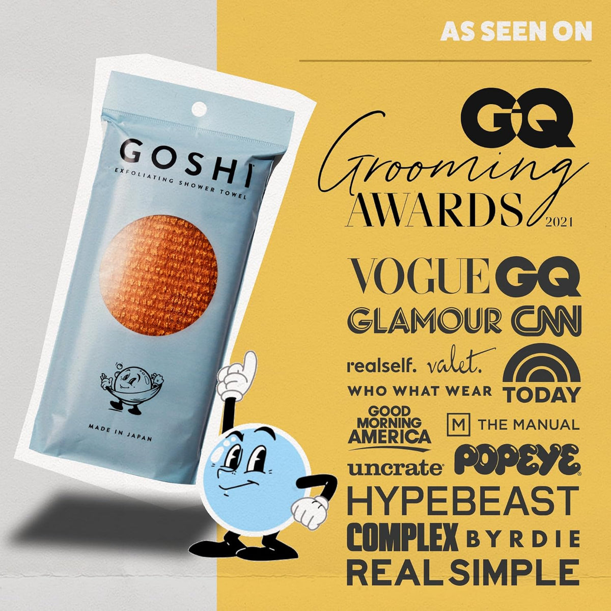 GOSHI Exfoliating Shower Towel - Rip-Resistant Exfoliating Washcloth for All Skin Types - Marigold
