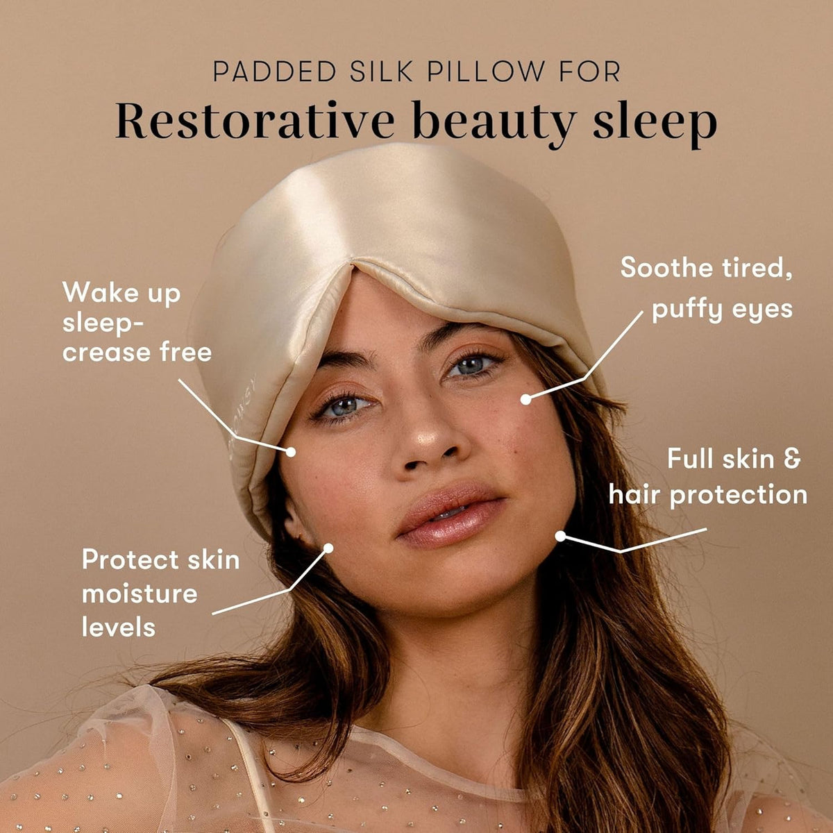 DROWSY Silk Sleep Mask. Face-Hugging, Padded Silk Cocoon for Luxury Sleep in Total Darkness. (Dusty