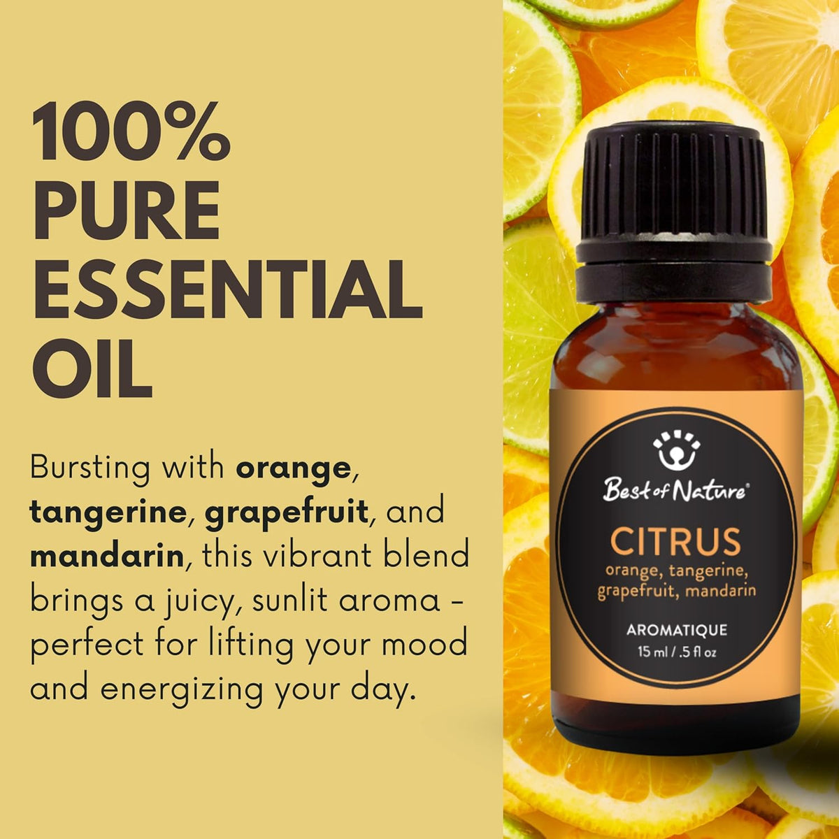 Best of Nature Citrus Essential Oil Blend – Orange, Tangerine, Grapefruit & Mandarin – 100% Pure