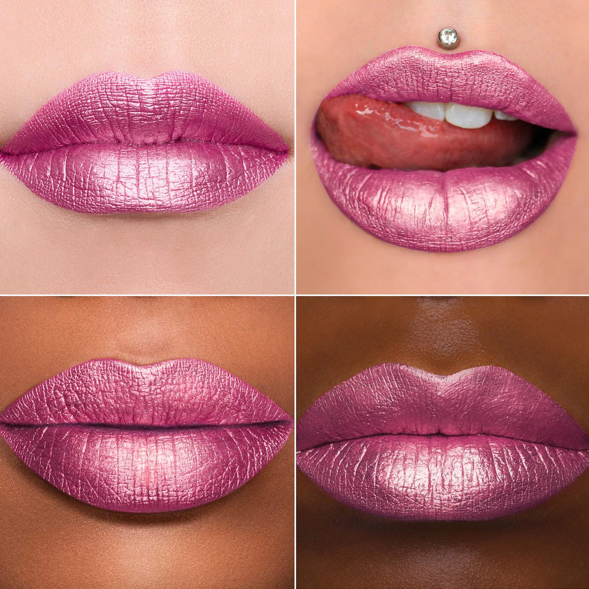 MAKI YIKA Metallic Pink Lipstick for Women Nude Pink Lipsticks Long Lasting Glitter Lipstick No