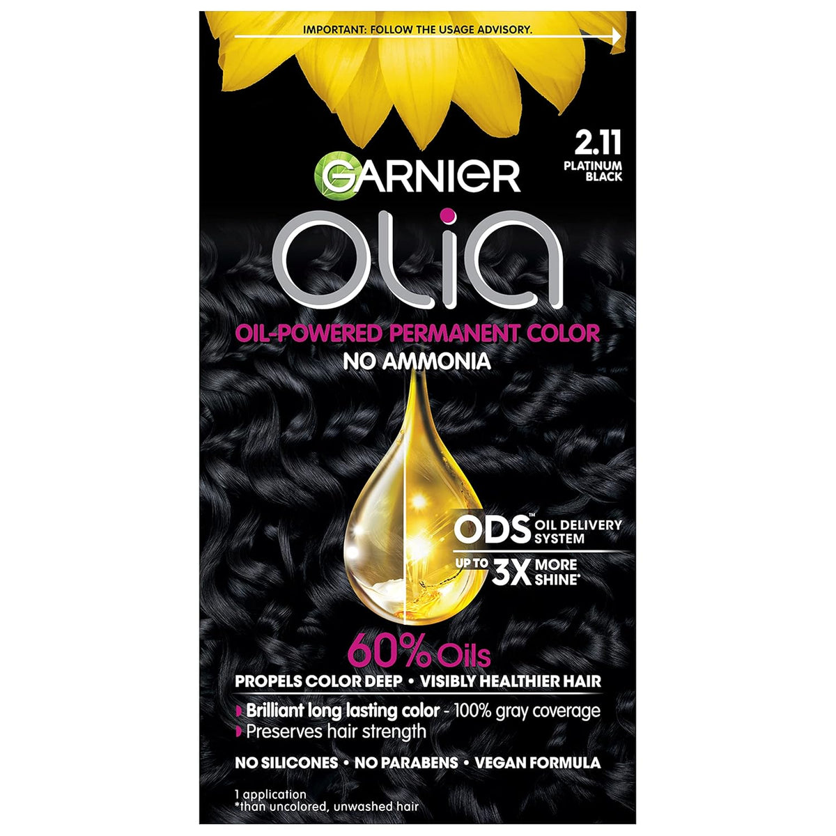 Garnier Hair Color Olia Ammonia-Free Brilliant Color Oil-Rich Permanent Hair Dye, 2.11 Platinum