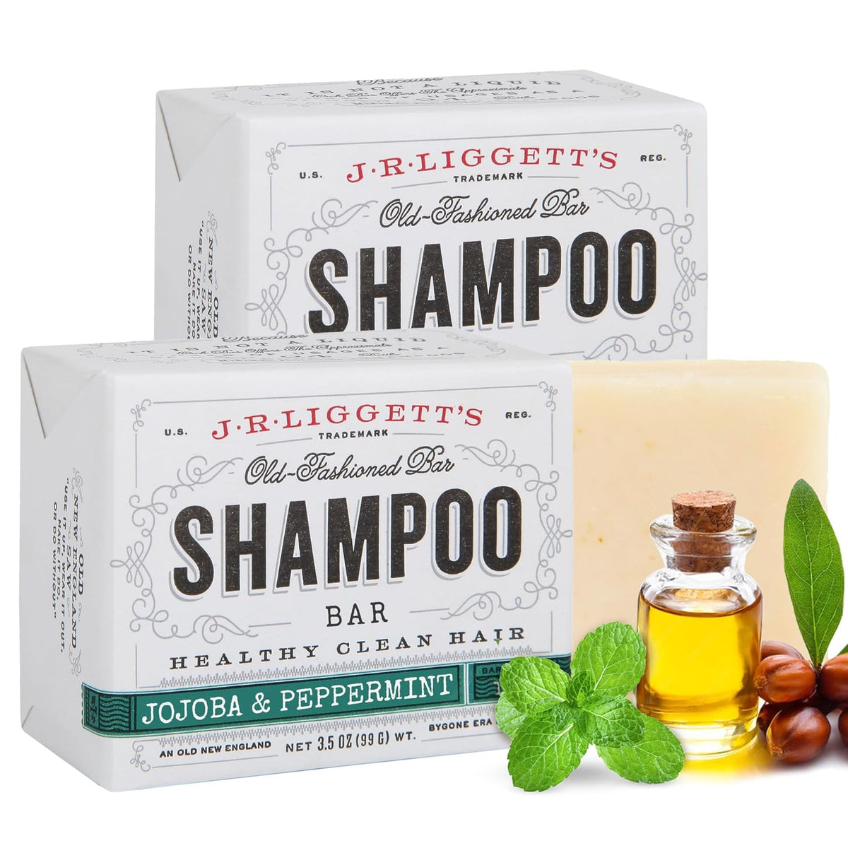 J·R·LIGGETT'S Shampoo Bar - Jojoba & Peppermint Formula, All Natural Solid Bar Shampoo for Hair