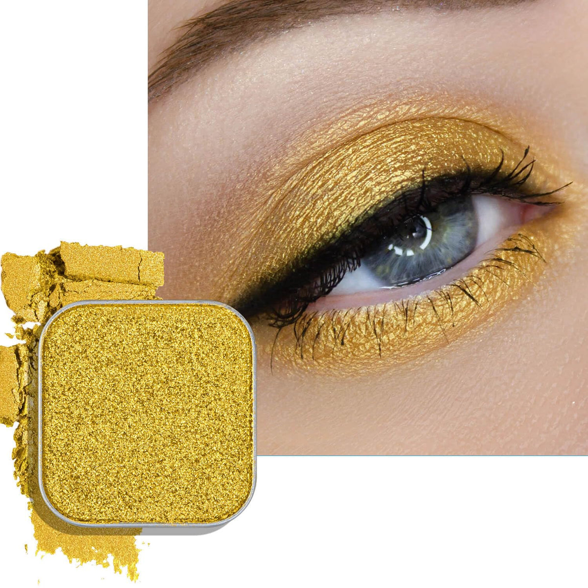 Magnetic Single Eyeshadow Gold Shimmer Highly Pigmented Blendable Longwear Powder in Magnetic