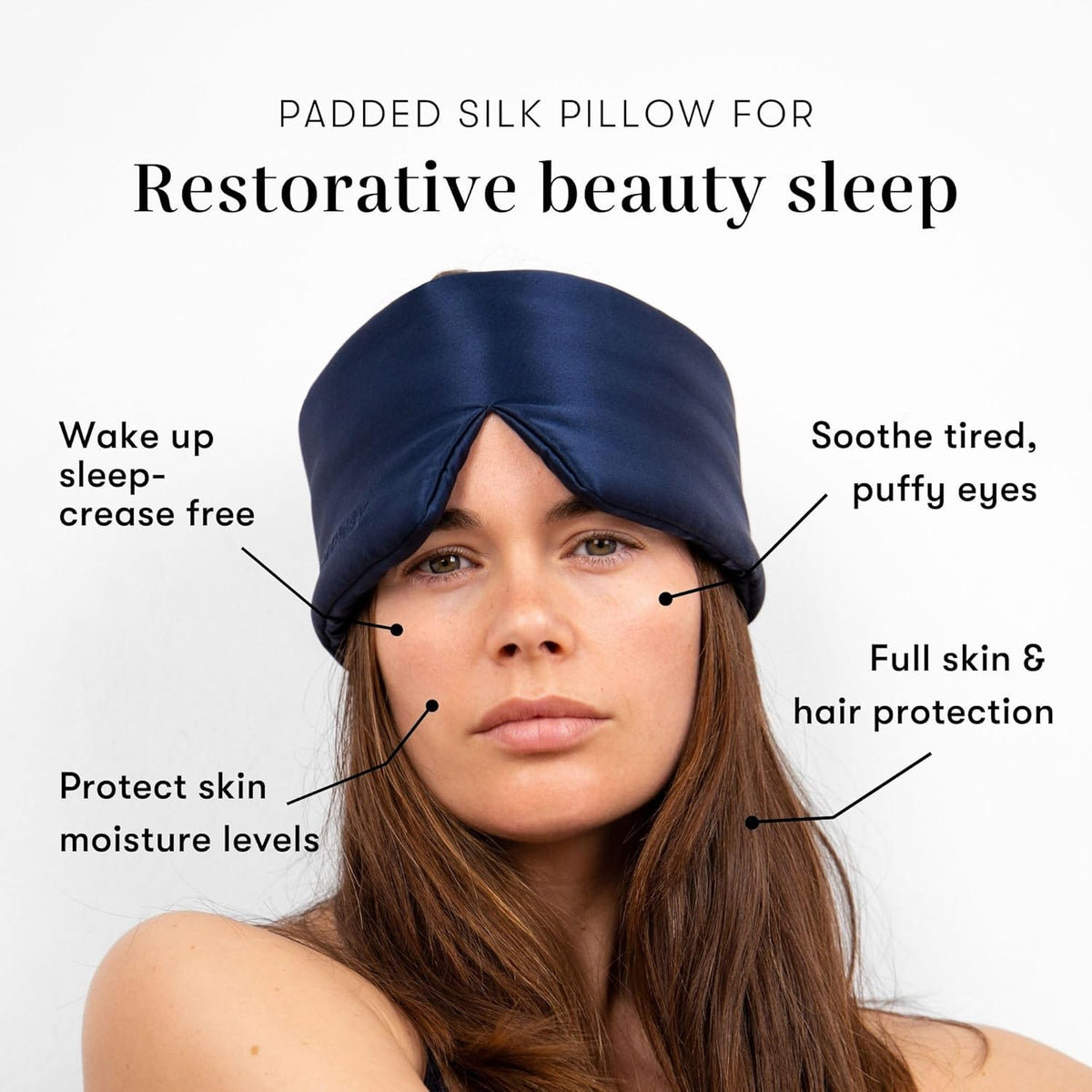 DROWSY Silk Sleep Mask. Face-Hugging, Padded Silk Cocoon for Luxury Sleep in Total Darkness.