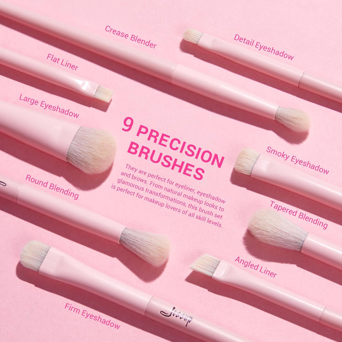 Jessup Pink Makeup Brushes Set 14Pcs Make up Brushes Premium Vegan Foundation Concealer Blush