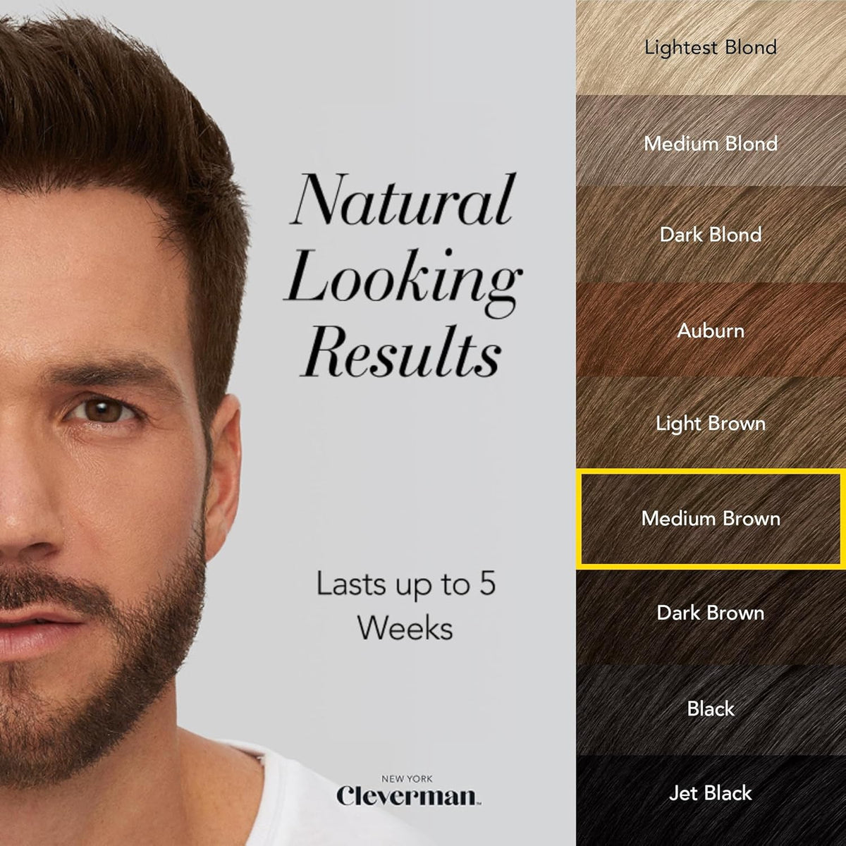 Cleverman Medium Brown Hair & Beard Dye for Men, All-in-One Reusable Kit - Mens Color For
