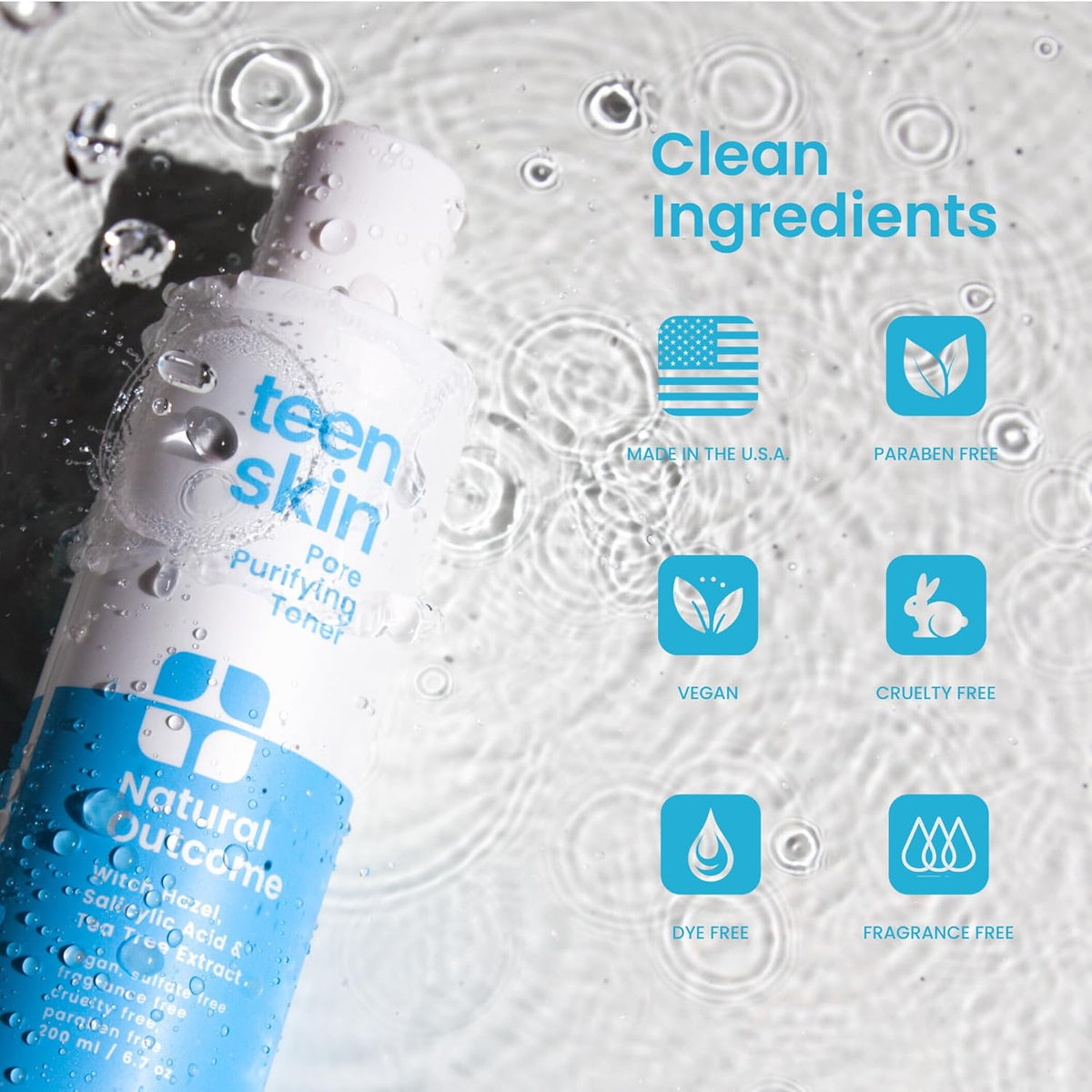 Acne Clarifying Face Toner for Teens by Natural Outcome Skin Care - Salicylic Acid Facial