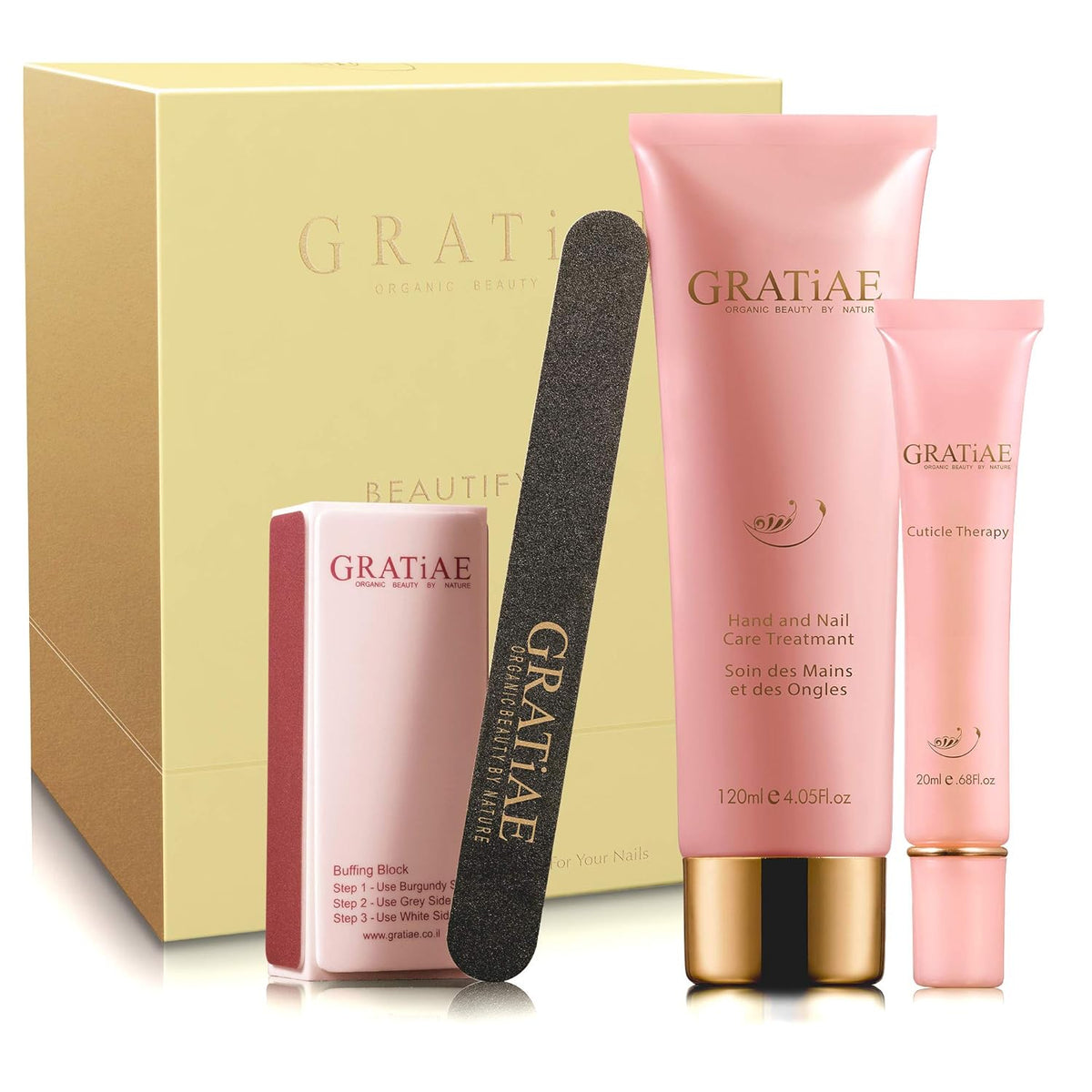 Organic Beauty By Nature Nail buffer Kit/Set - for Salon Quality Manicure - Nail Filing Kit with 3