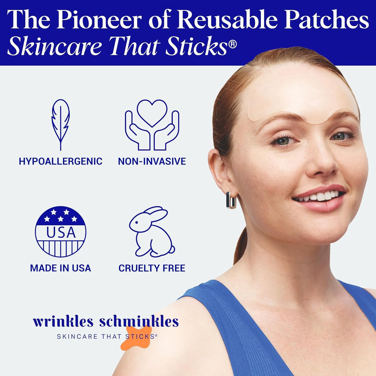 Wrinkles Schminkles Forehead Wrinkle Patches, 2-Pack, Reusable Hypoallergenic Silicone Smoothing