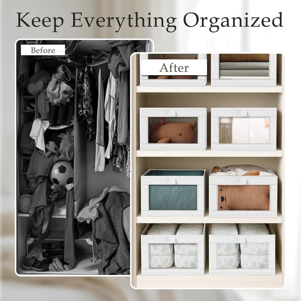 Criusia 6 Pack Linen Closet Organizers and Storage, Large Linen Closet Baskets for Organization