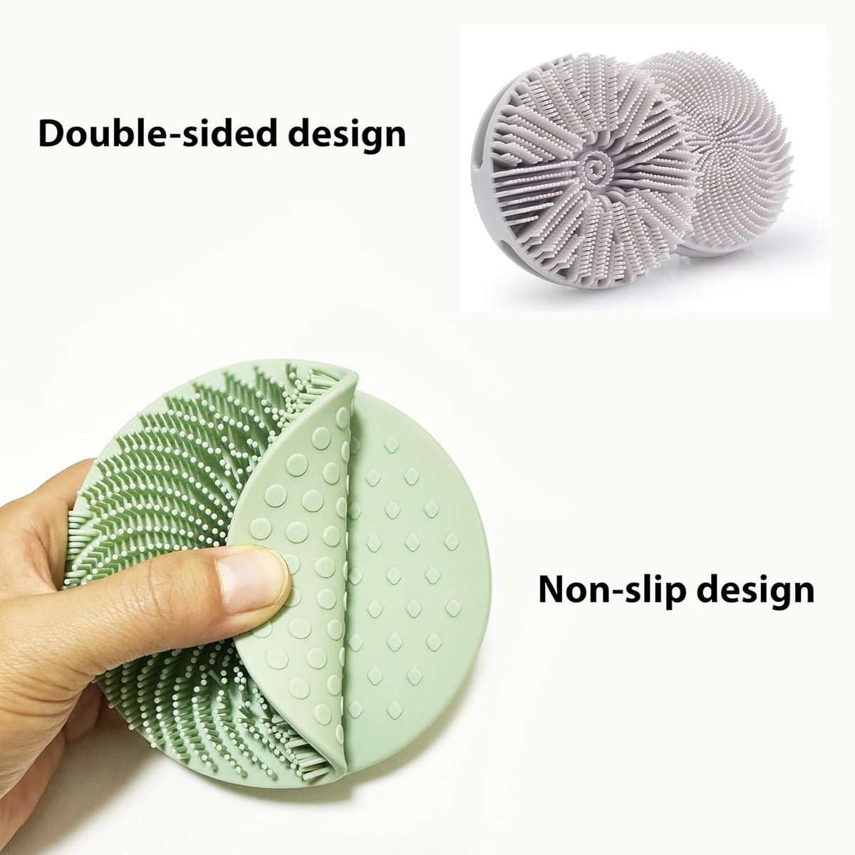 2 PC Silicone Exfoliating Body Scrubber, Silicone Body Shampoo Brush, Soft Silicone Loofah for