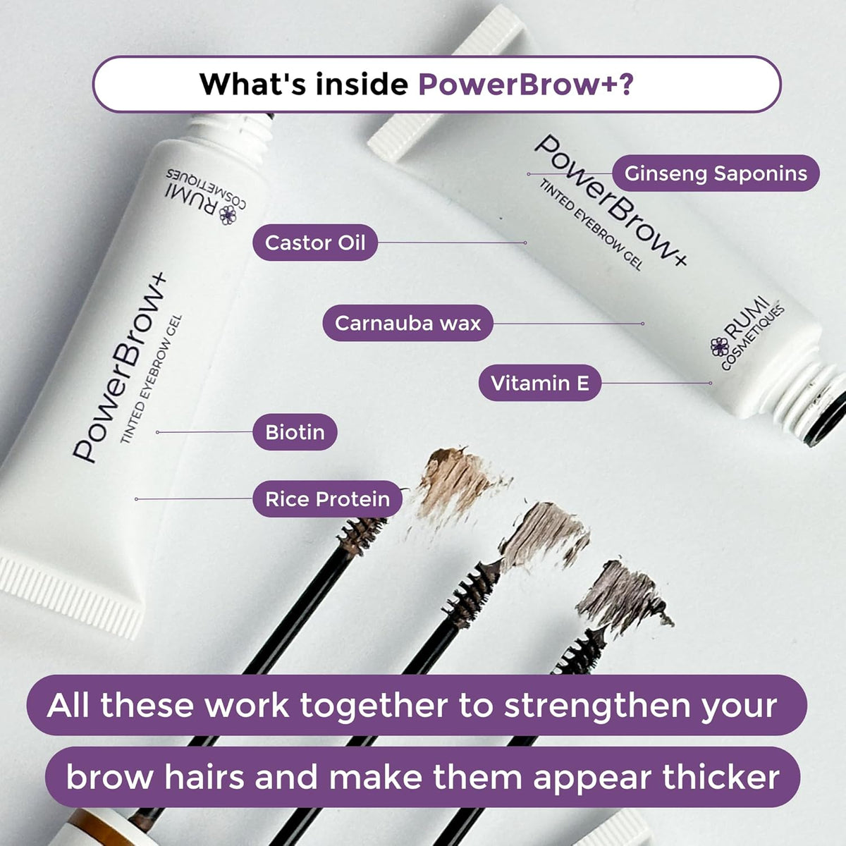 PowerBrow+ Tinted Eyebrow Gel For Older Women - Defines, Fills, Thickens Brows - 2-in-1 Formula