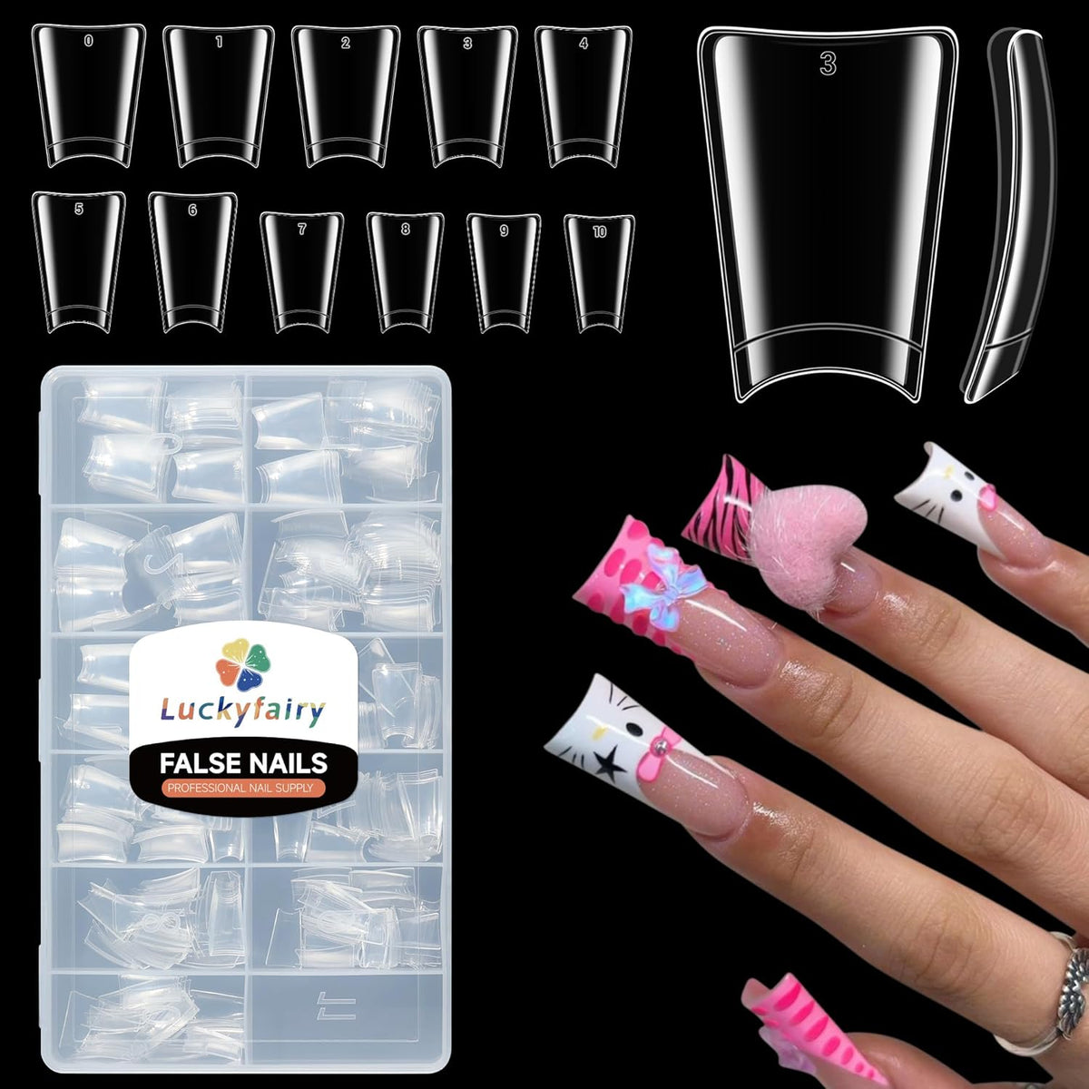 Half Cover Duck Nail Tips 504 Pcs Duck Press on Nails Clear Soft Gel Short Duck Nail Tips 11 Sizes