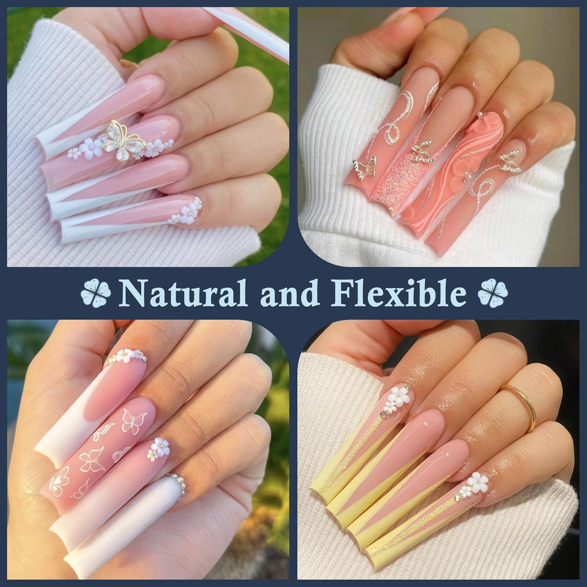 504PCS No C Curve Nail Tips Square XXL Extra Long Tapered Square Nail Tips for Acrylic Nails