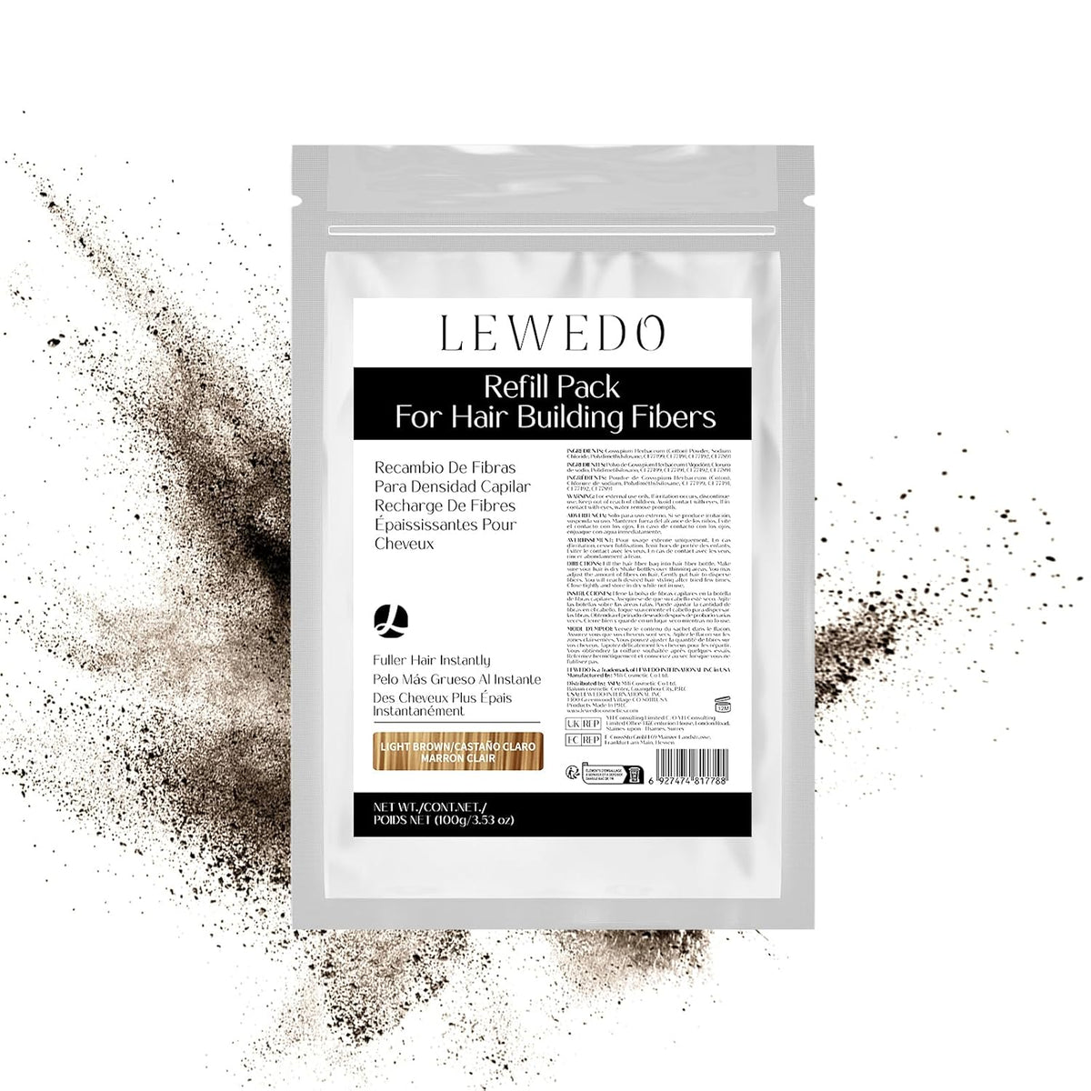 Hair Building Fibers Refill Pack - 100g Instant Thickening Fibers for Men & Women, Natural Cotton