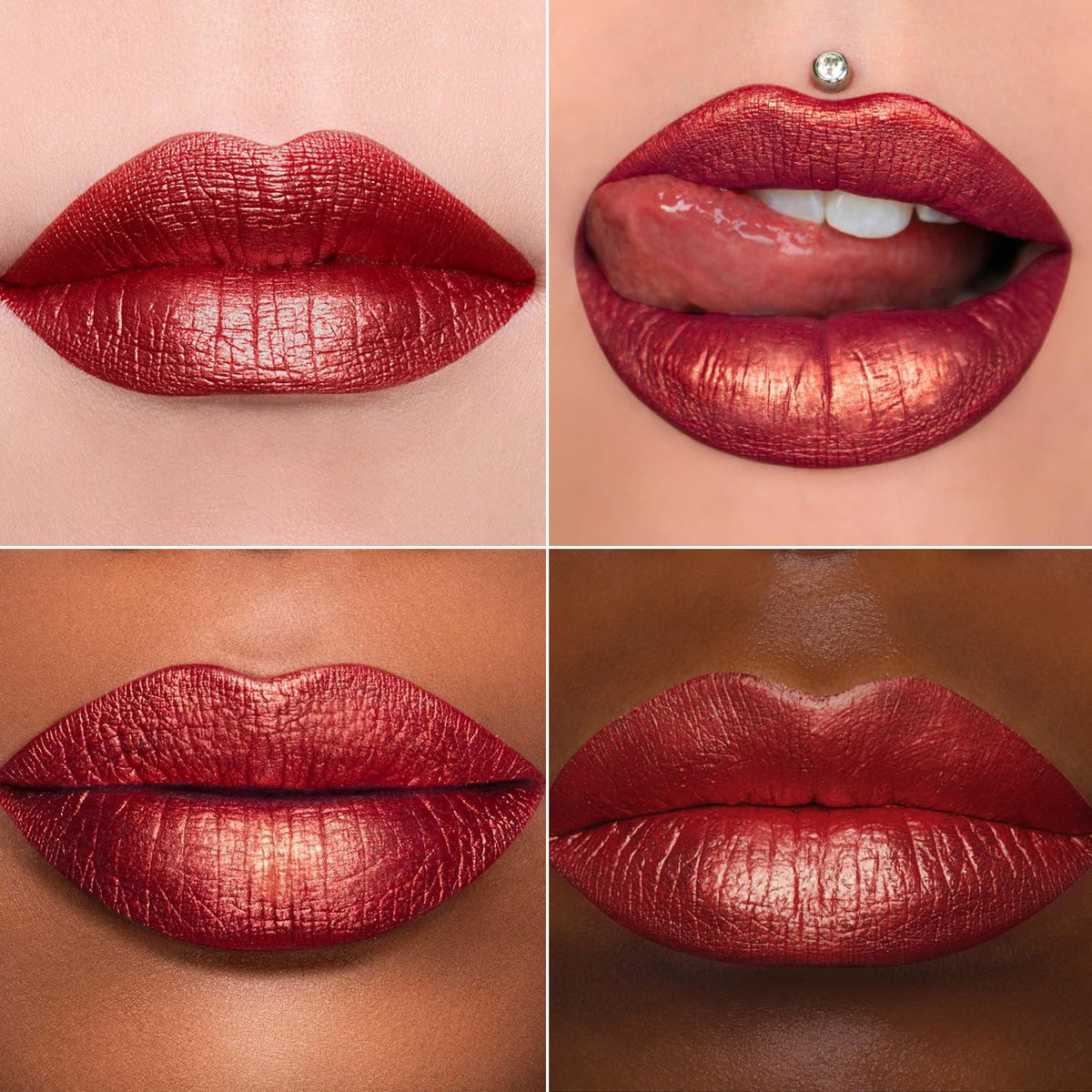 MAKI YIKA 3Pc Metallic Lipstick for Women Red Pink Brown Glitter Lipsticks Long Lasting Lipstick