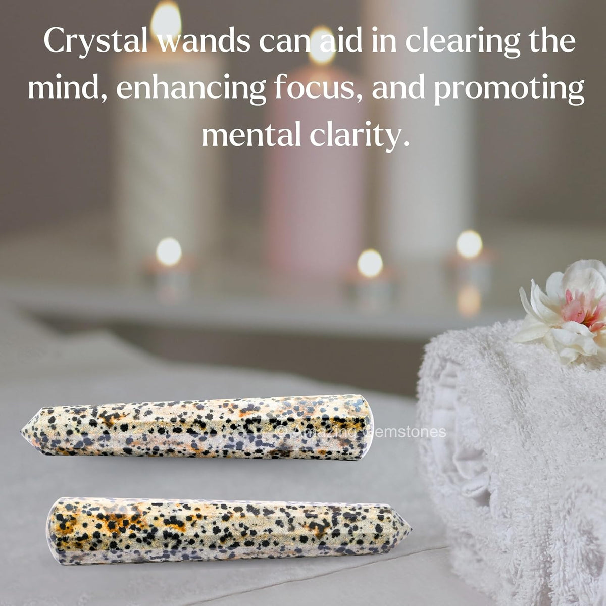 Amazing Gemstone Dalmatian Jasper Crystal Wand Massage Stick - Pelvic Wand Gua Sha for Adults