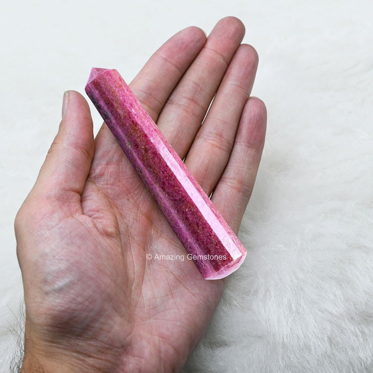 Amazing Gemstone Rhodonite Crystal Wand Massage Stick - Pelvic Wand Gua Sha for Adults - Crystals