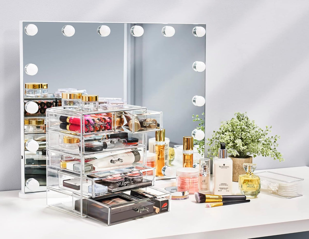 Sorbus Acrylic Makeup Organizer Set, 6-Drawer Vanity & Countertop Cosmetic Storage with Small &