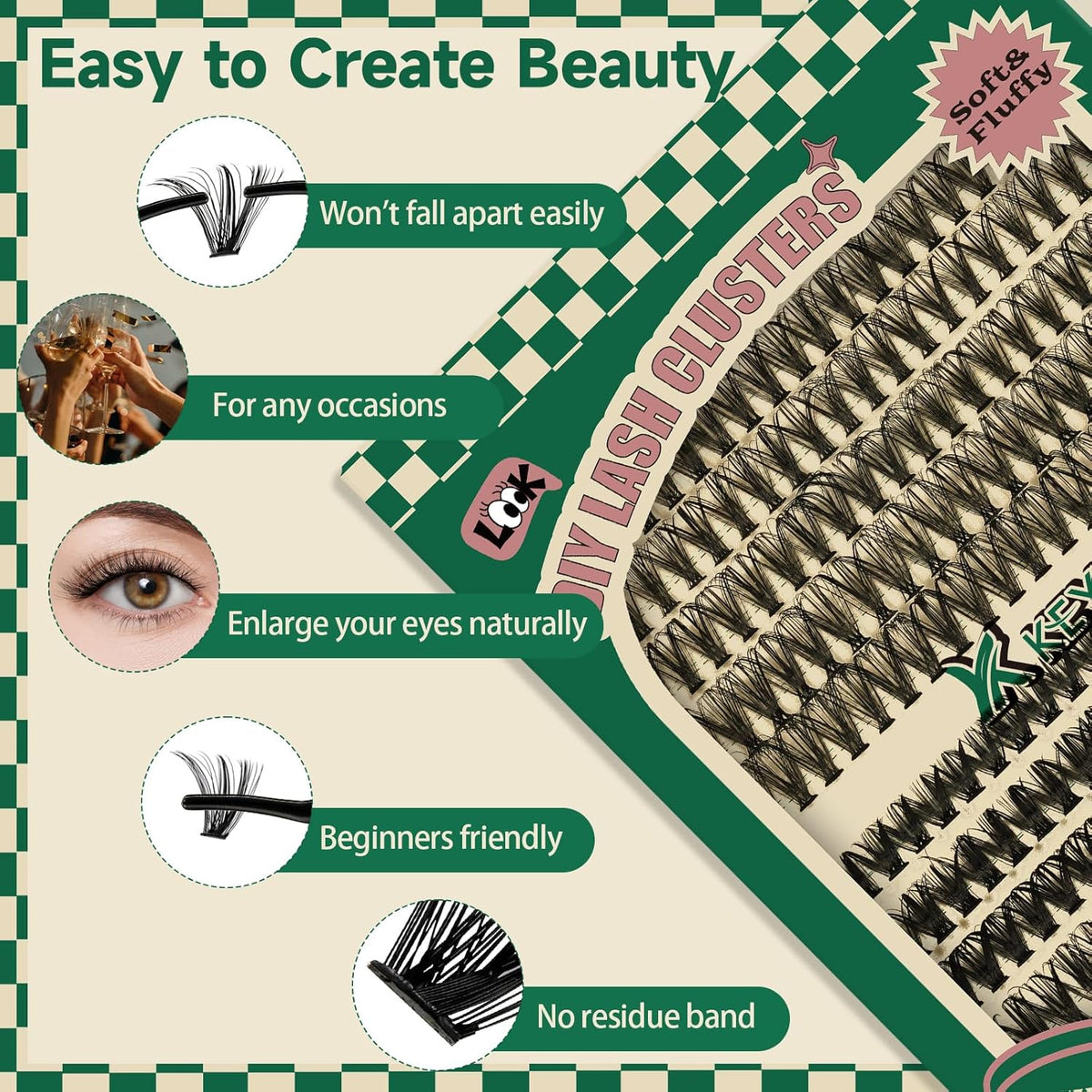 KEYYOU DIY Lash Extension Kit 280pcs Individual Lashes D Curl Eyelash Extension Kit 30D+40D 9-16Mix
