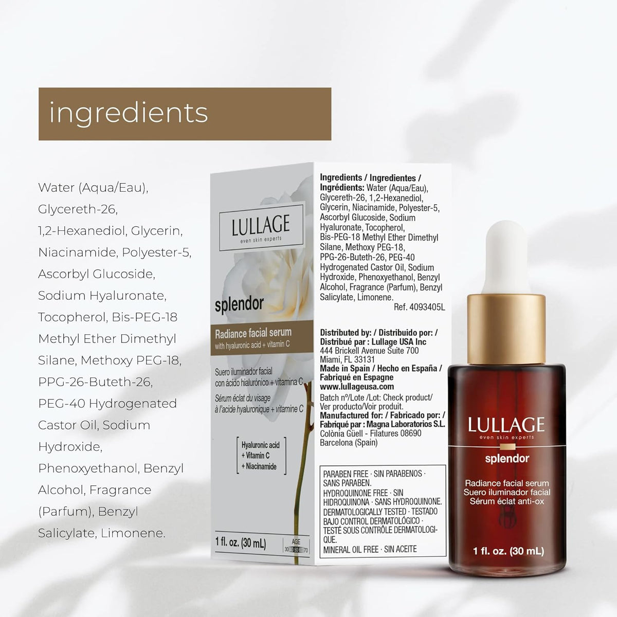 LULLAGE Splendor Radiance Hyaluronic Acid & Vitamin C Serum for Face, Revitalizing Vitamin C Face
