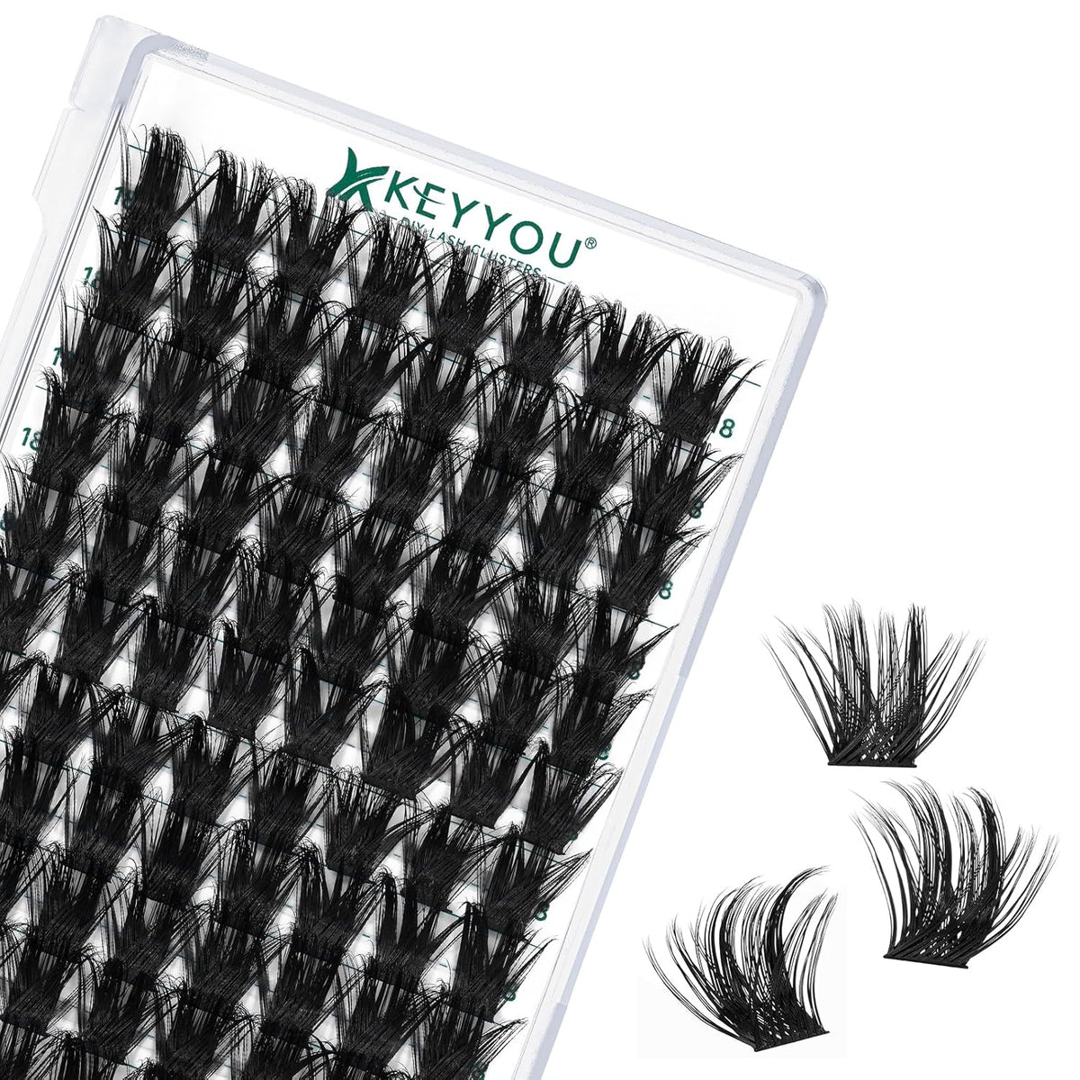 Lash Clusters 96pcs Individual Lashes D Curl 18mm Eyelash Clusters KEYYOU Volume Wispy Lash