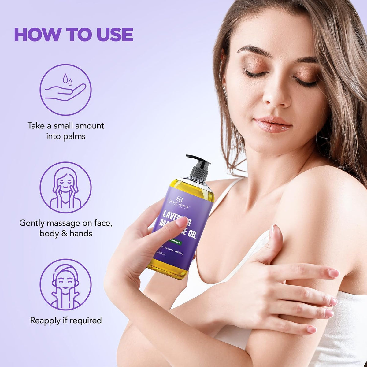 Lavender Massage Oil with Pure Lavender Oil (8 Fl Oz) Skin Tightening Massage Oil for Massage